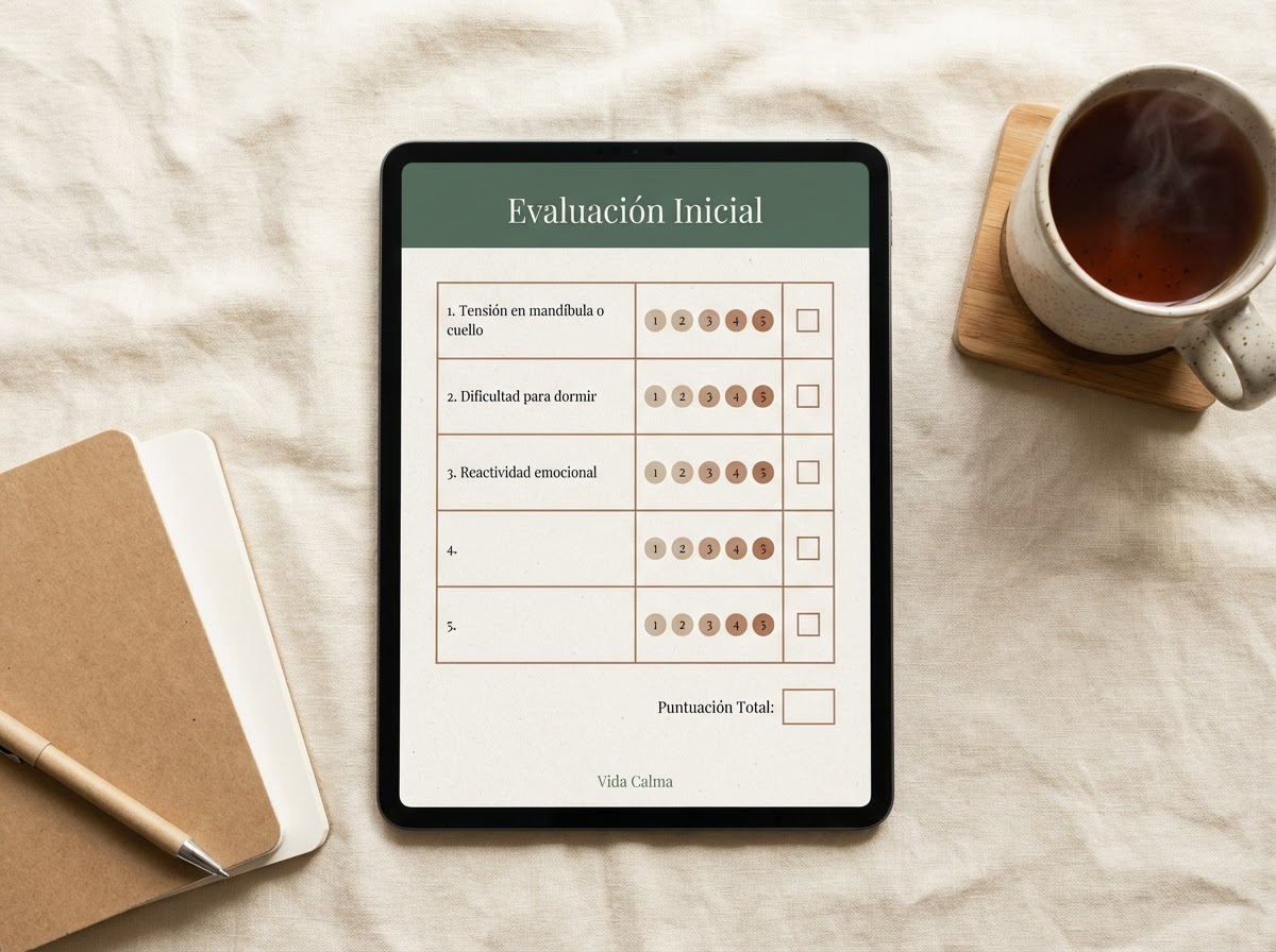 Página de evaluación inicial con escala de 20 preguntas