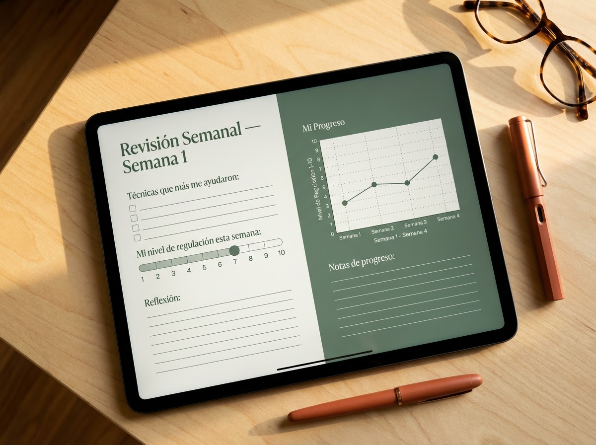 Revisión semanal con gráficas de progreso